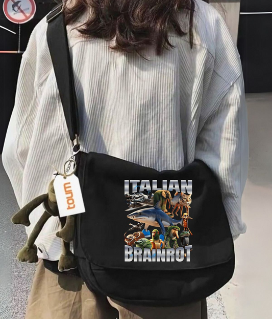 italian Brainrot Baskılı Unisex Postacı Çantası