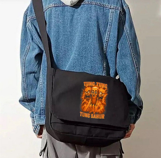 Tung Tung Sahur Baskılı Unisex Postacı Çantası