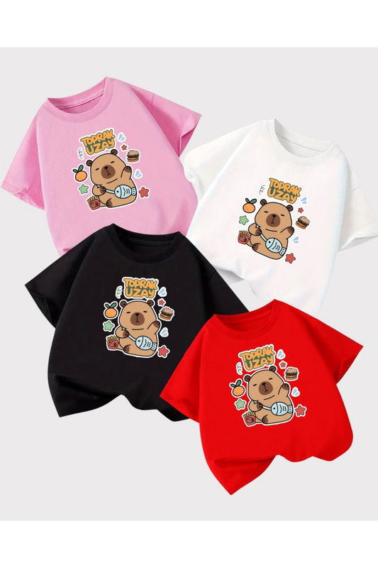 Kişiselleştirilebilir Capy Bara Kids Design Unisex Oversize T-Shirt