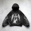 Yıkamalı Thinking Angel Woman Gothic Kapüşonlu Sweatshirt