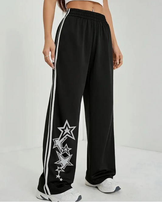 Y2K Stars Oversize Lastikli Baggy Eşofman Altı