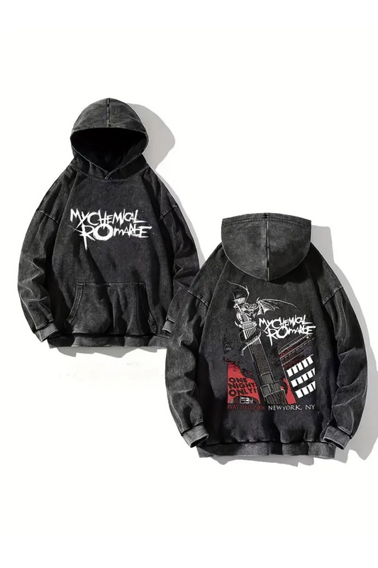 Yıkamalı My Chemical Romance Kapüşonlu Sweatshirt Hoodie