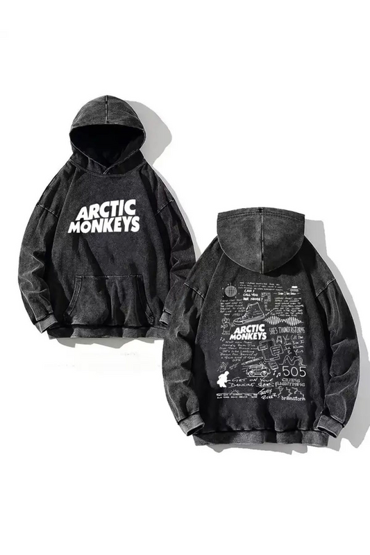 Yıkamalı Artic Monkey Kapüşonlu Sweatshirt Hoodie