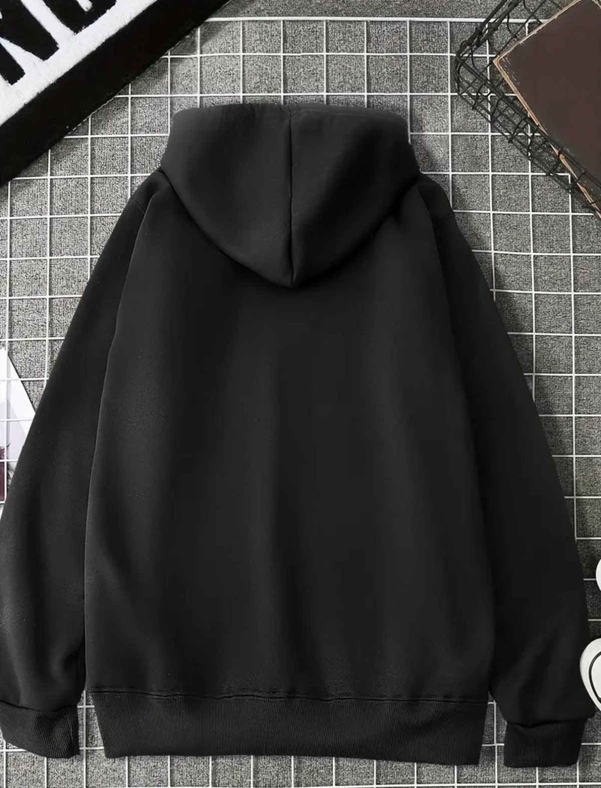 Gothic Butterfly Baskılı Oversize Fermuarlı Siyah Unisex Kapüşonlu Hırka