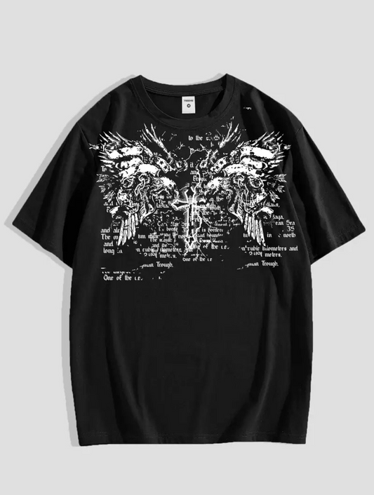Gothic Baskılı Unisex Oversize T-shirt