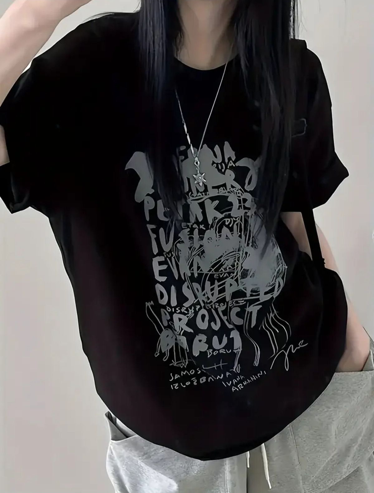 Streetwear Paint Baskılı Unisex Oversize T-shirt