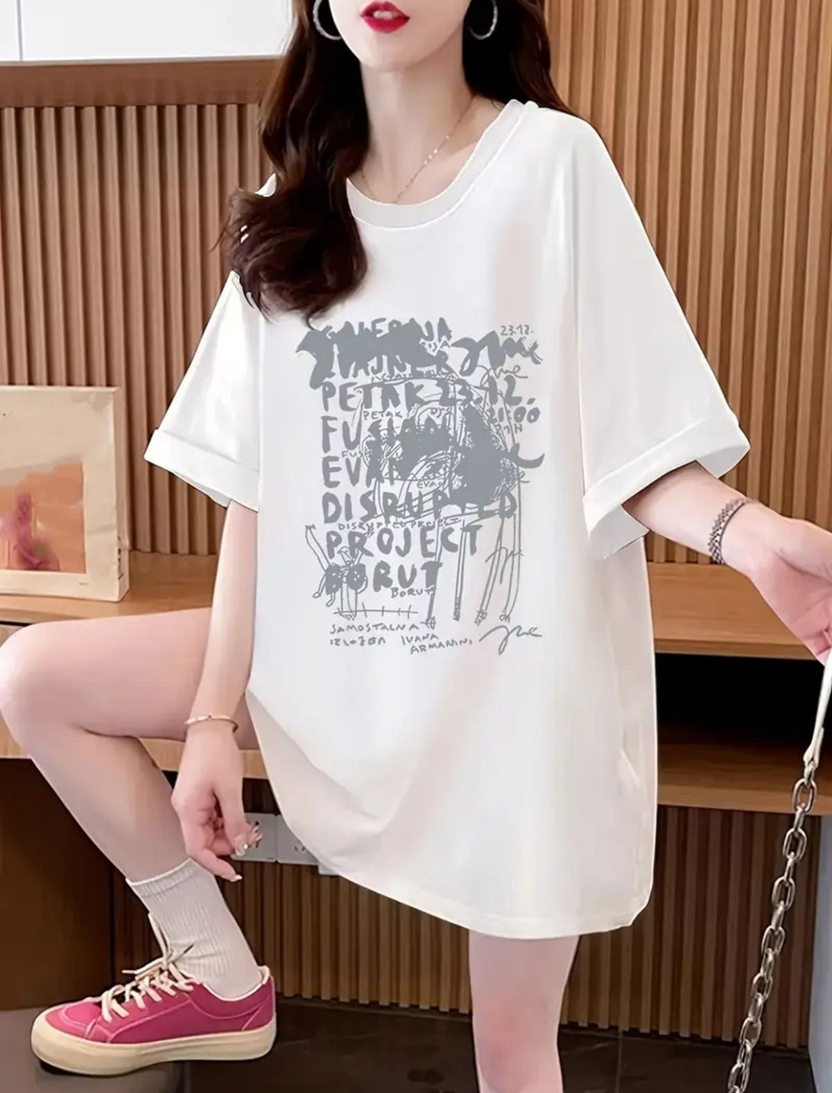 Streetwear Paint Baskılı Unisex Oversize T-shirt