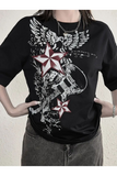 Star Punk Paint Baskılı Unisex Oversize T-shirt