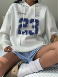 23 Number Detail Baskılı Kapşonlu Sweatshirt