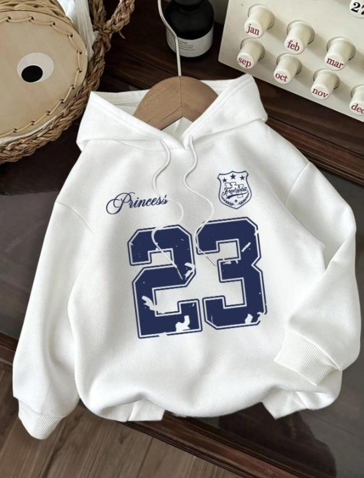 23 Number Detail Baskılı Kapşonlu Sweatshirt