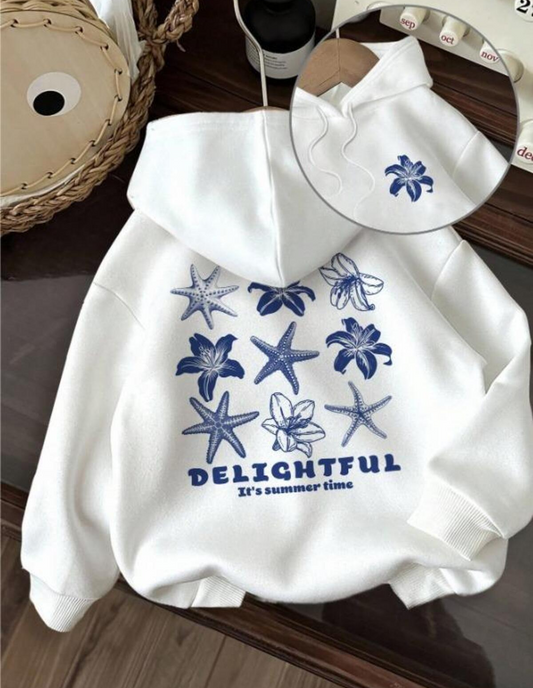 Delightful Detail Baskılı Kapşonlu Sweatshirt