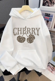 Cherry Detail Baskılı Kapşonlu Sweatshirt