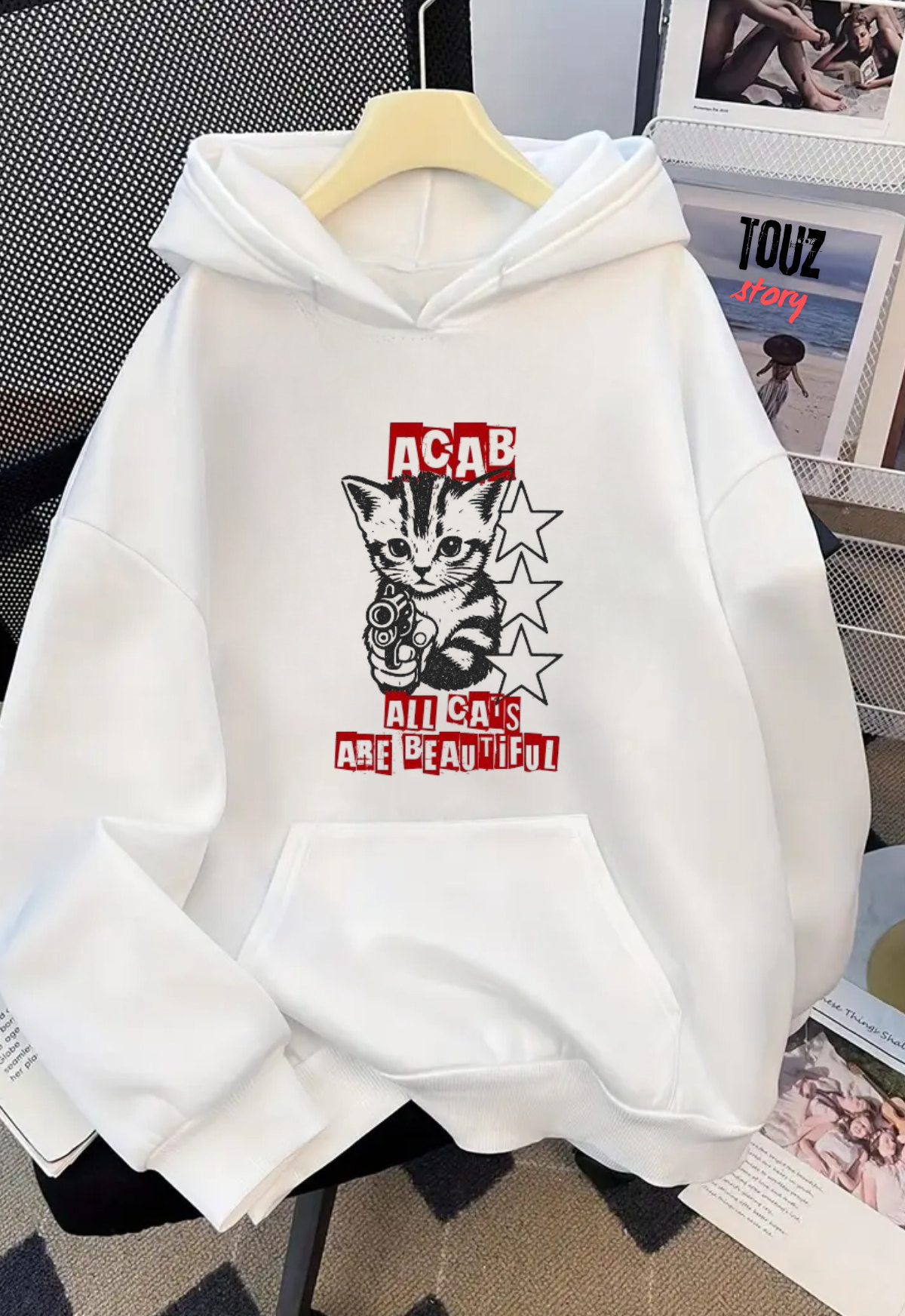 Y2K ACAB Detail Baskılı Kapşonlu Sweatshirt