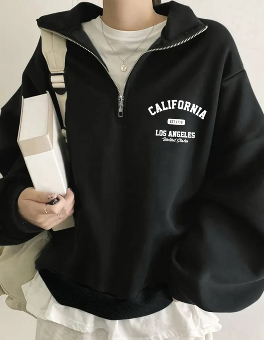 Yarım Fermuarlı Kalın 3 iplik Baskılı Sweet