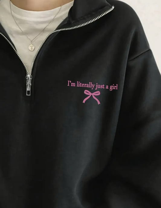 Yarım Fermuarlı Kalın 3 iplik Baskılı Sweet