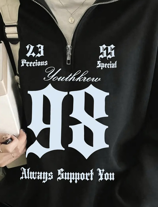 Yarım Fermuarlı Kalın 3 iplik Baskılı Sweet