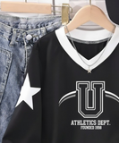 Athletics Design Unisex Oversize V Yaka Sweatshirt