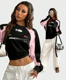 Y2K Streetwear Smarttooth Baskılı Siyah Unisex Oversize Bisiklet Yaka Sweatshirt