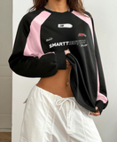 Y2K Streetwear Smarttooth Baskılı Siyah Unisex Oversize Bisiklet Yaka Sweatshirt