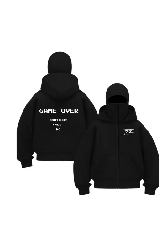 Balaclava Touz Game Over Design Baskılı Ninja Hoodie Sweatshirt