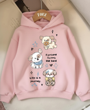 Young Cute Animal 3 iplik Kalın Sweet Hoodie