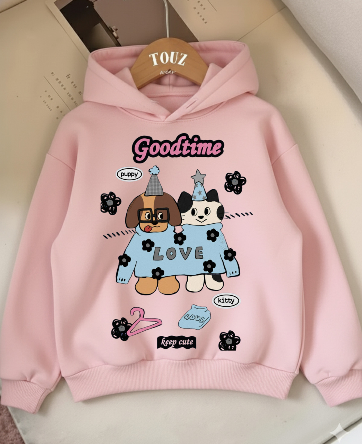 Young Cute Animal 3 iplik Kalın Sweet Hoodie