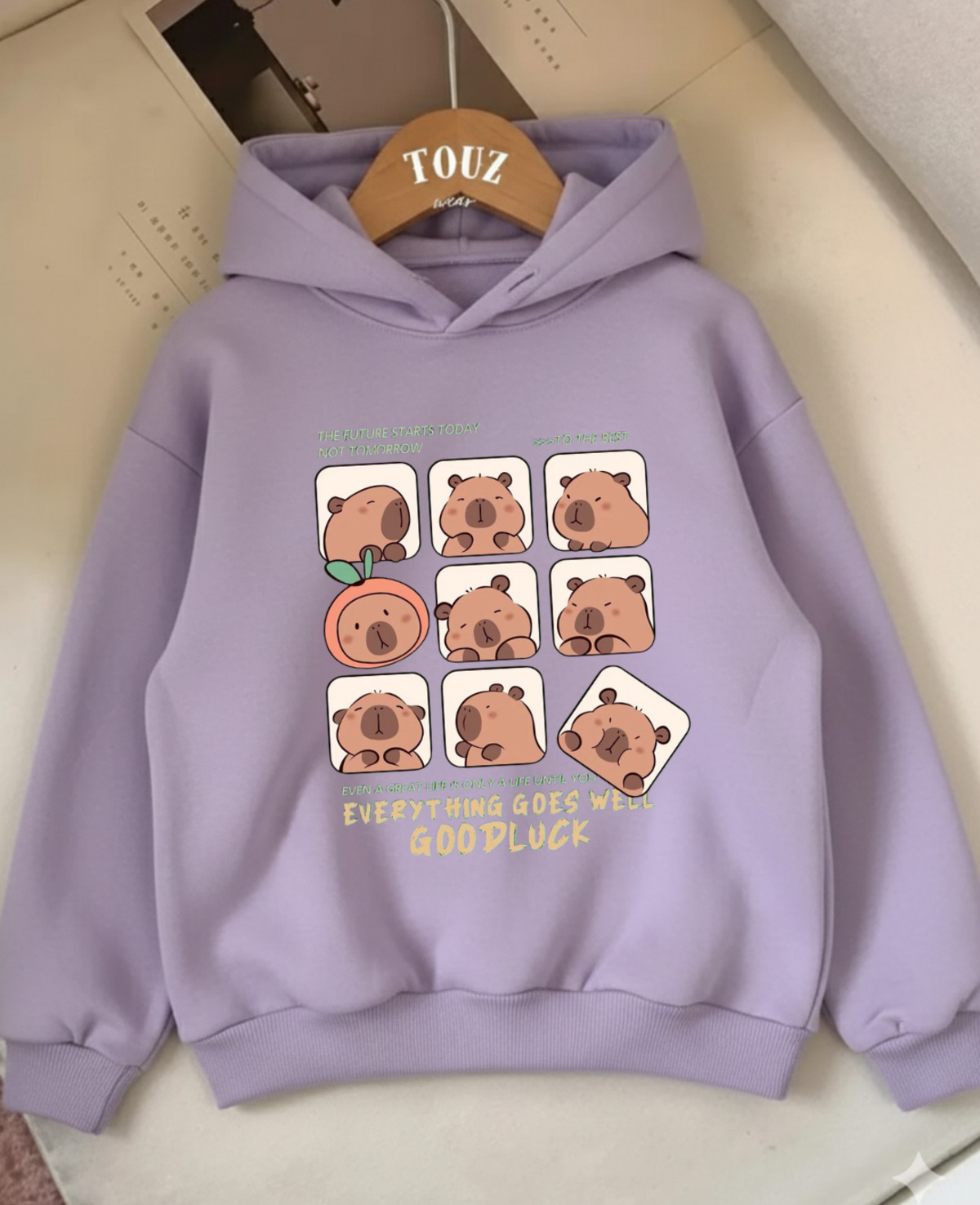 Young Capibara iplik Kalın Sweet Hoodie