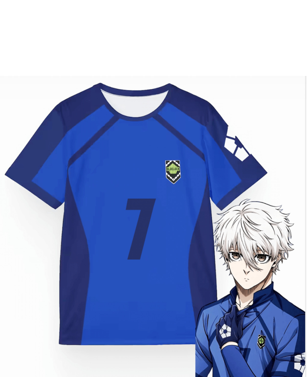 Anime Blue Lock Mavi NAGİ 7 Unisex Forma Unisex T-shirt