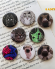 Cute Animal Tasarım 8'li Rozet 70 mm PVC Kaplı Çanta Ceket Yaka Aksesuarı