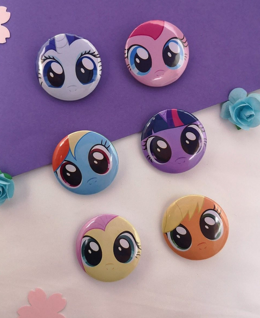 My Little Pony Tasarım 6'lı Rozet 70 mm PVC Kaplı Çanta Ceket Yaka Aksesuarı