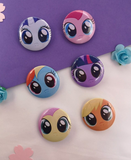 My Little Pony Tasarım 6'lı Rozet 70 mm PVC Kaplı Çanta Ceket Yaka Aksesuarı