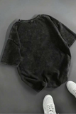 Yıkamalı Craft Baskılı Oversize Vintage Tshirt