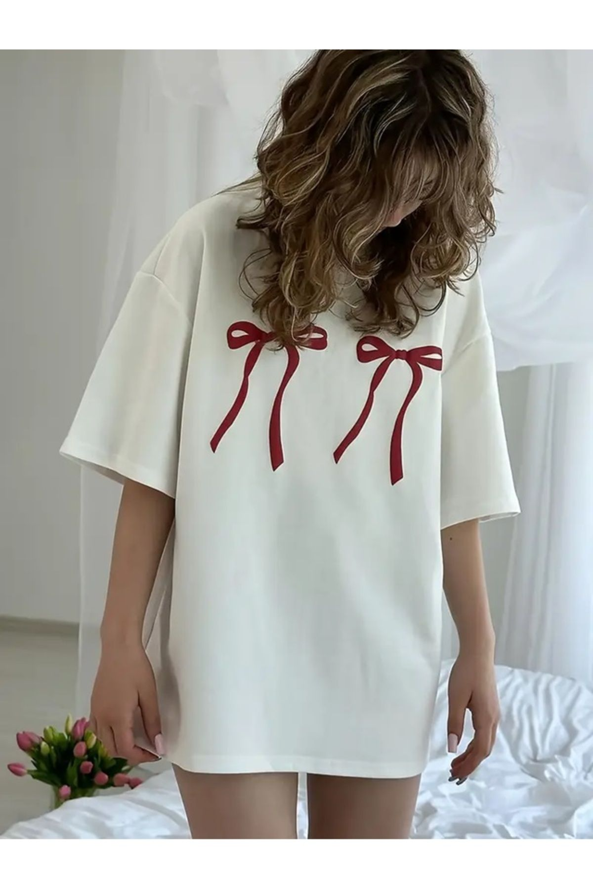 Fiyonk Baskılı Oversize Tshirt