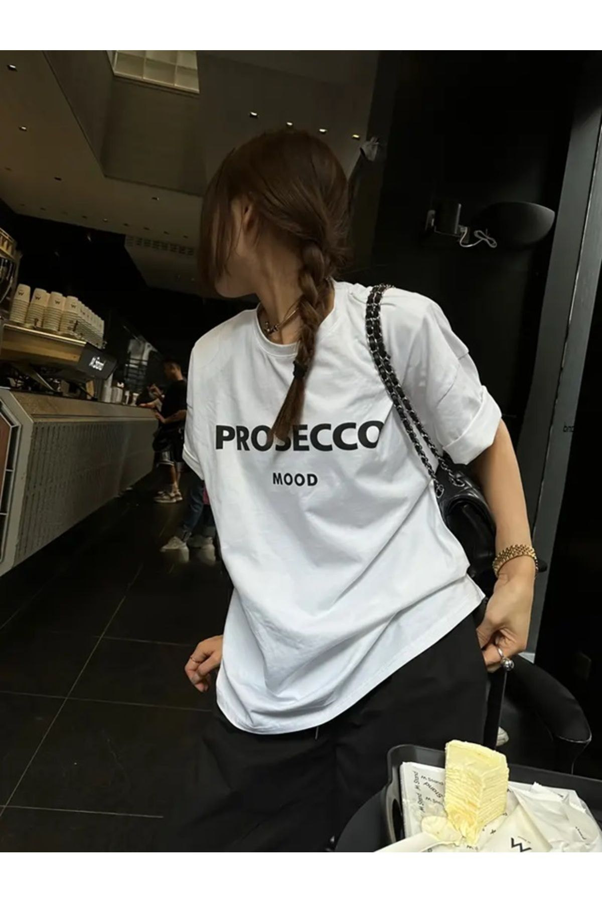 Prosecco Mood Baskılı Oversize T-shirt