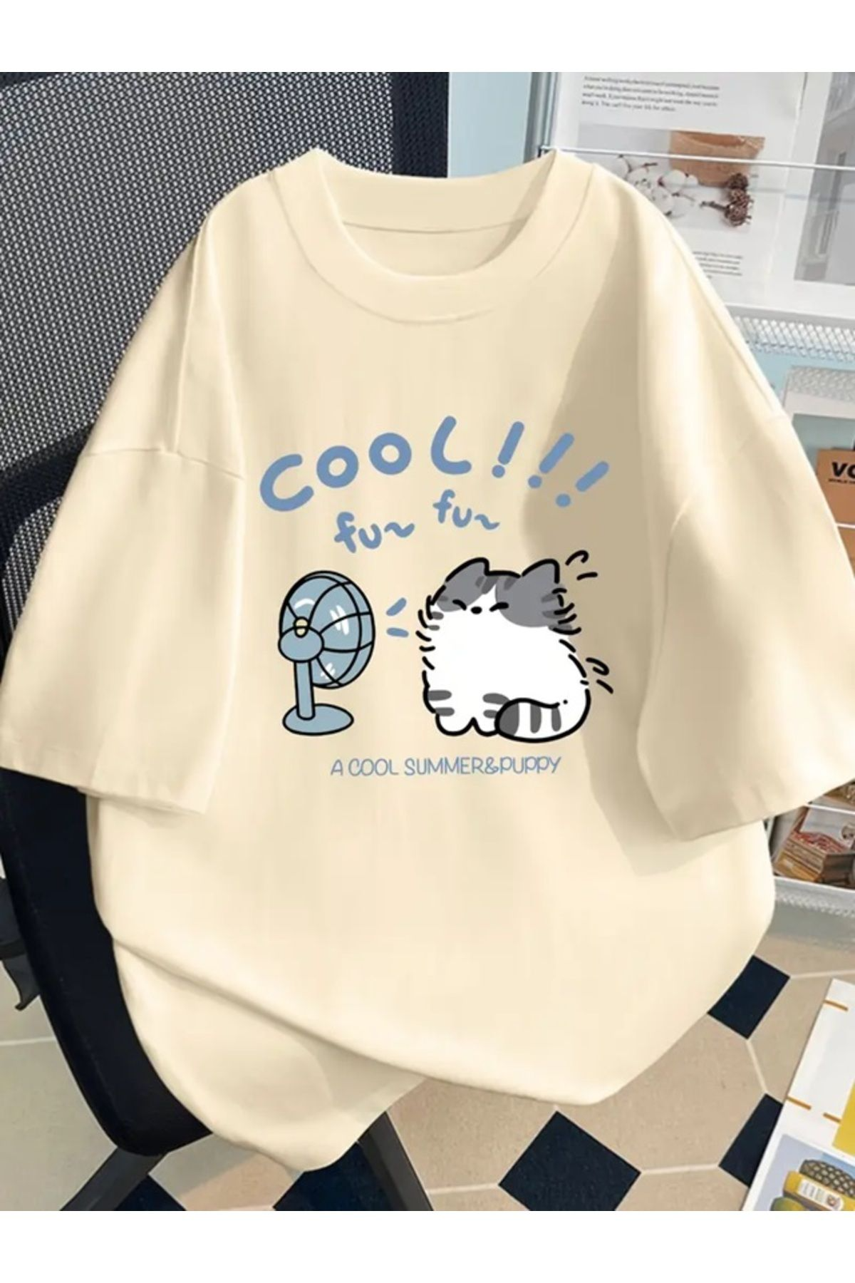 Cool Cat Baskılı Unisex Oversize T-shirt