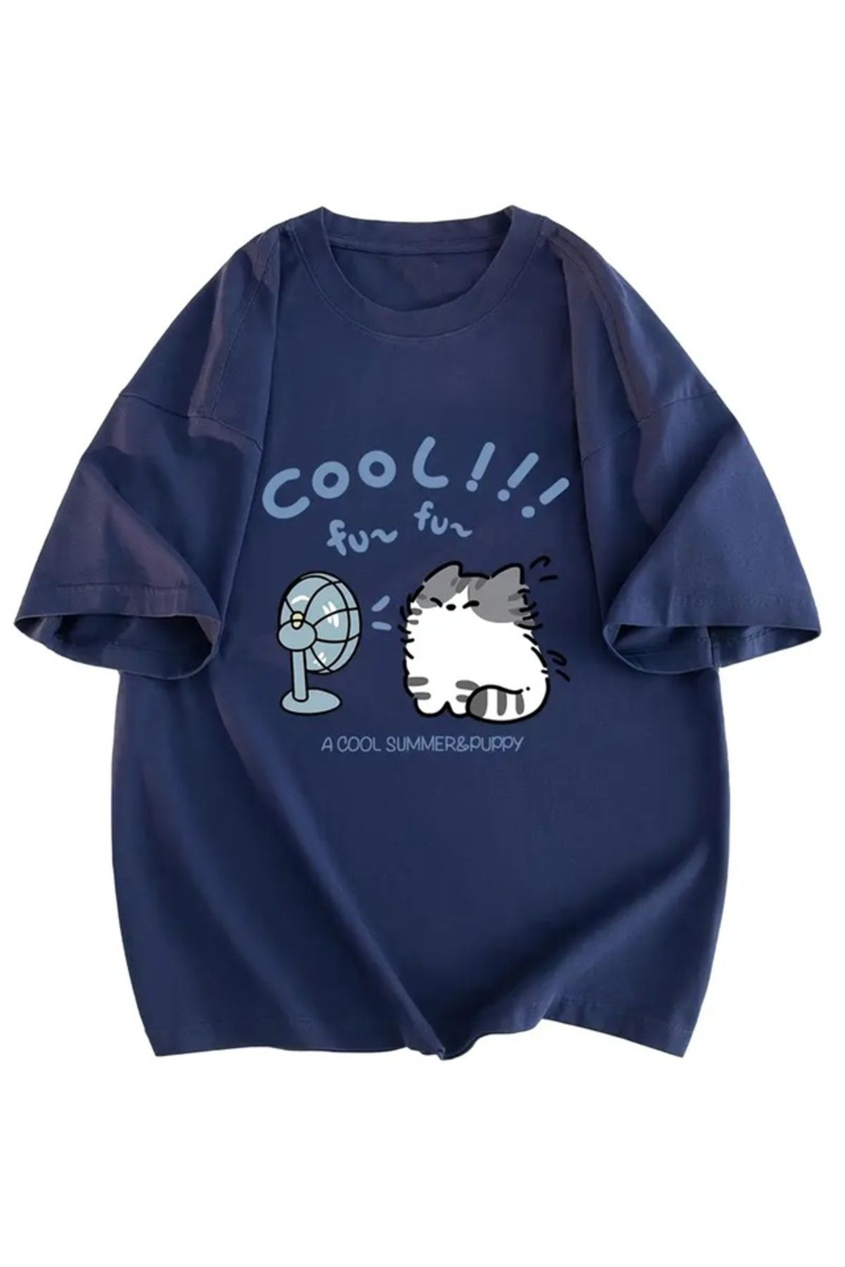 Cool Cat Baskılı Unisex Oversize T-shirt