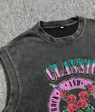 Rock And Roll Kolsuz Atlet Bisiklet Yaka Yıkamalı Vintage Unisex Oversize T-Shirt