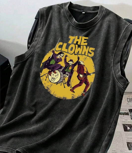 The Clowns Atlet Bisiklet Yaka Yıkamalı Vintage Unisex Oversize T-Shirt