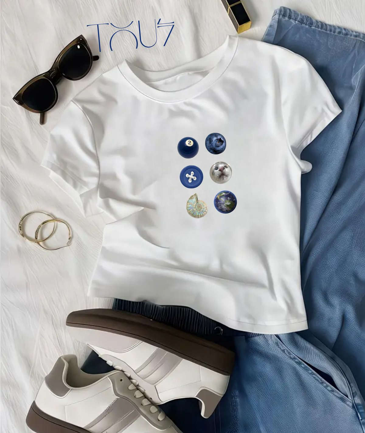 Kemer Boy Summer Touch Baskılı Crop Bluz