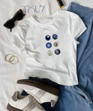 Kemer Boy Summer Touch Baskılı Crop Bluz