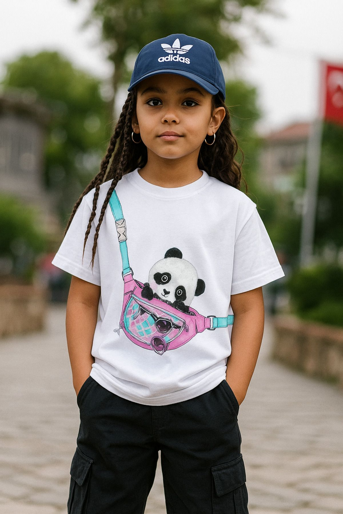 Sevimli Panda Kids Design Unisex Oversize T-Shirt