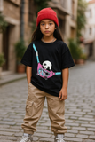 Sevimli Panda Kids Design Unisex Oversize T-Shirt