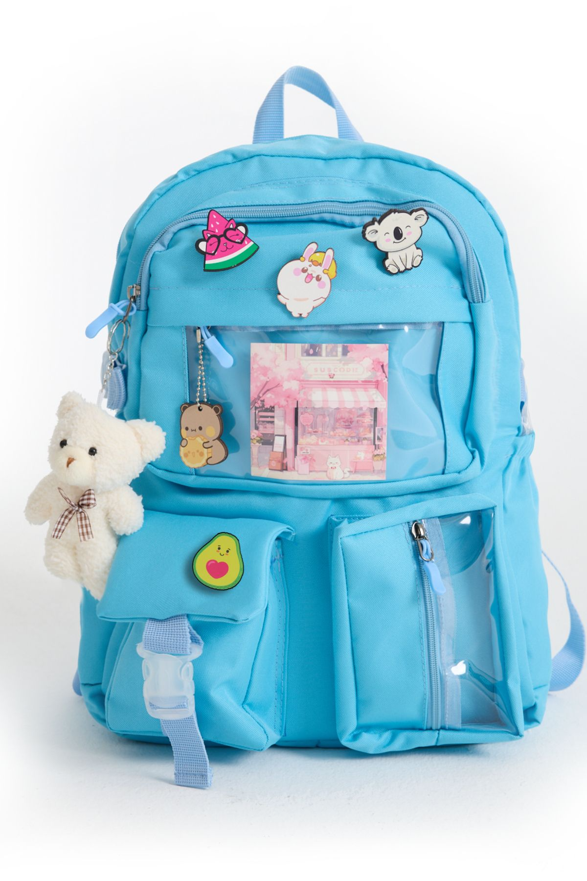 Kawaii Kore Tarzı Aksesuarlı Ve Ayıcıklı Premium Kalite Okul Sırt Çantası