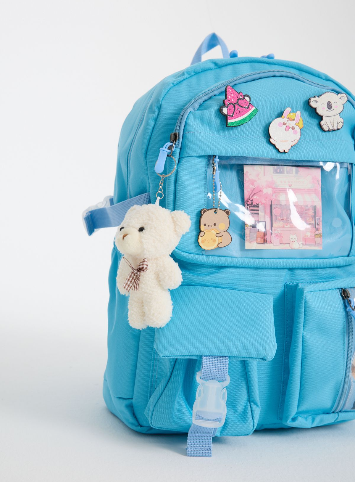 Kawaii Kore Tarzı Aksesuarlı Ve Ayıcıklı Premium Kalite Okul Sırt Çantası