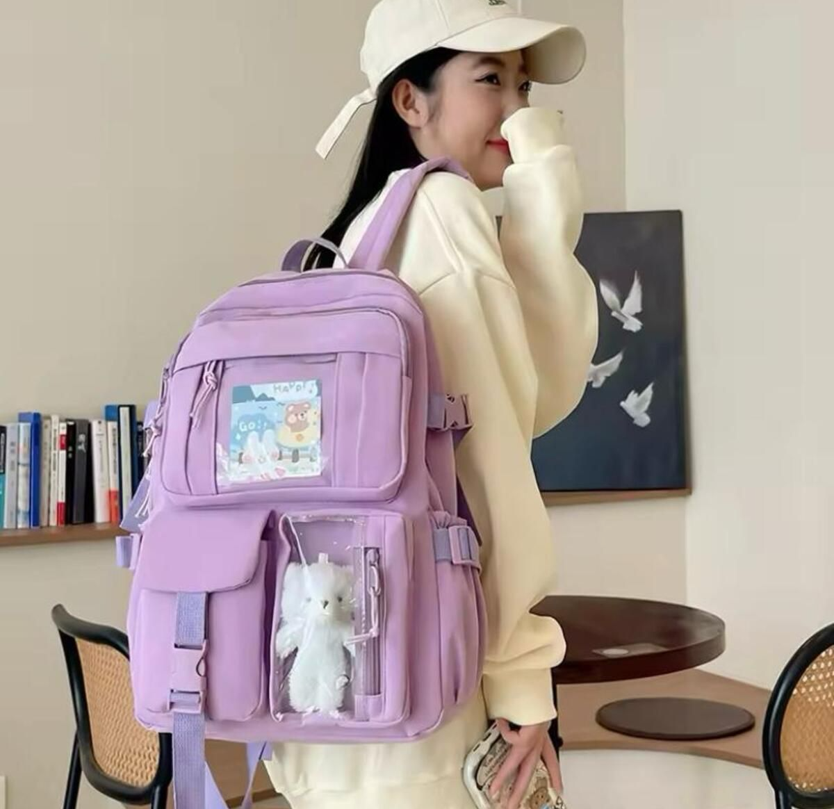 Kawaii Kore Tarzı Aksesuarlı Ve Ayıcıklı Premium Kalite Okul Sırt Çantası