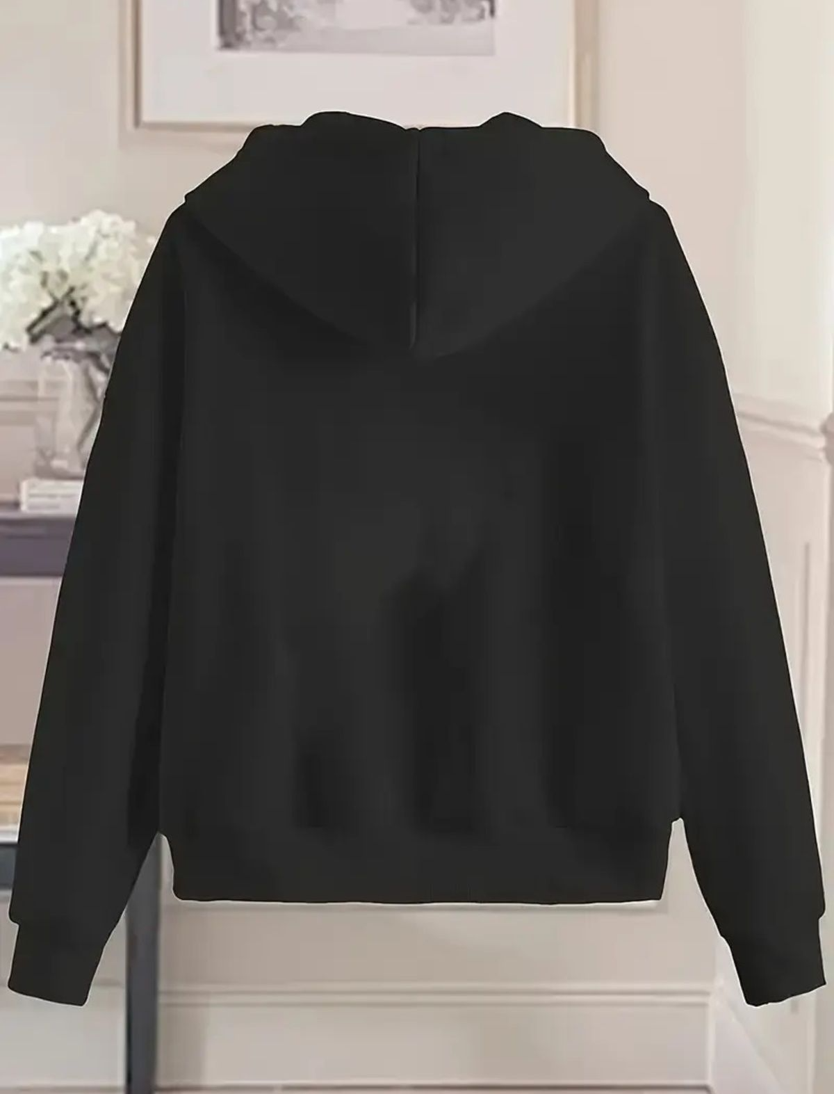 Kitty Baskılı Oversize Fermuarlı Siyah Unisex Kapüşonlu Hırka