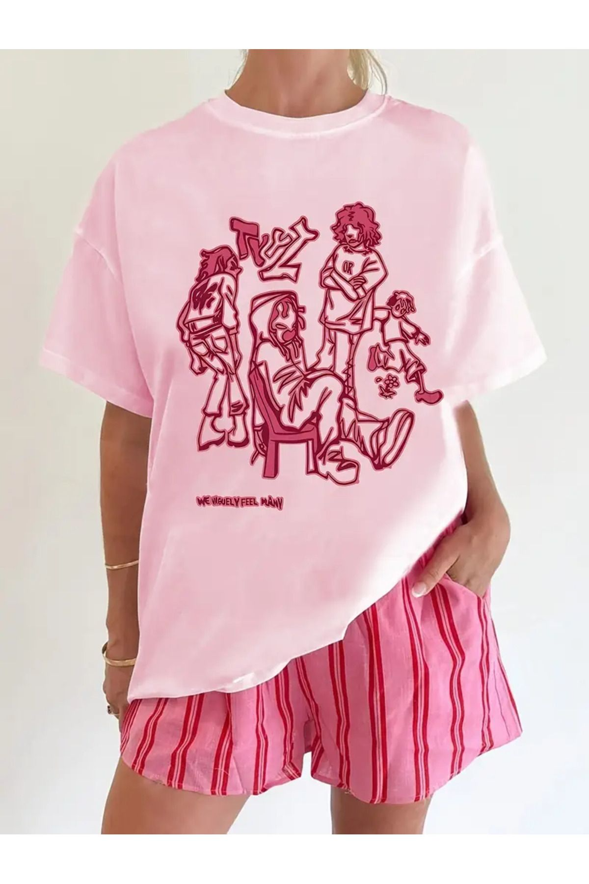 Y2K Retro People Baskılı Unisex Oversize T-shirt