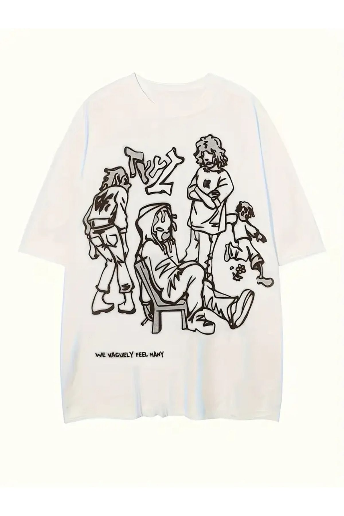 Y2K Retro People Baskılı Unisex Oversize T-shirt