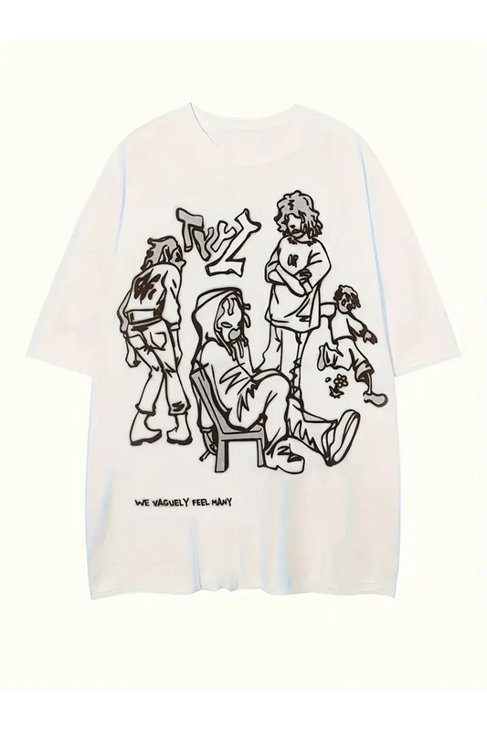 Y2K Retro People Baskılı Unisex Oversize T-shirt