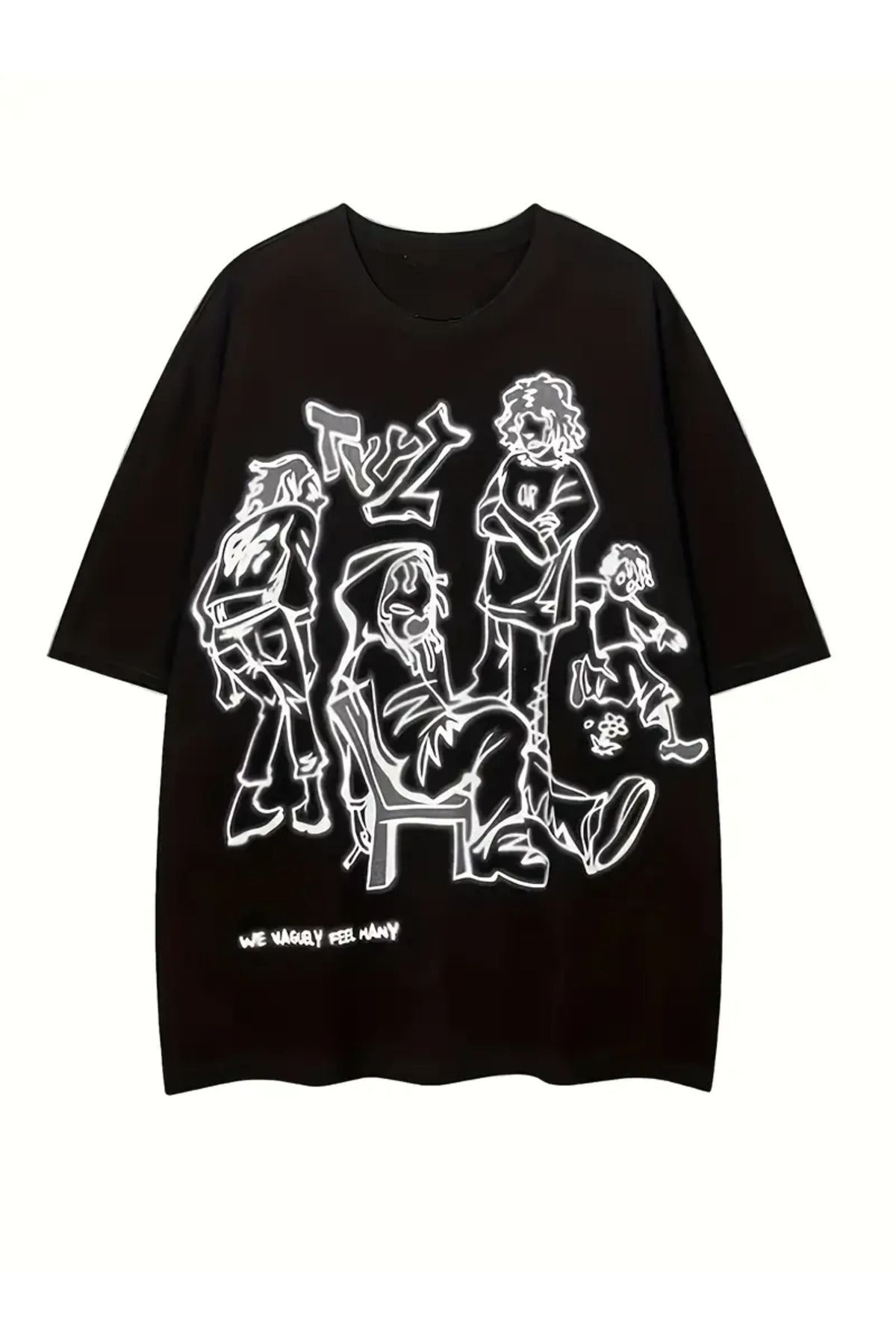 Y2K Retro People Baskılı Unisex Oversize T-shirt